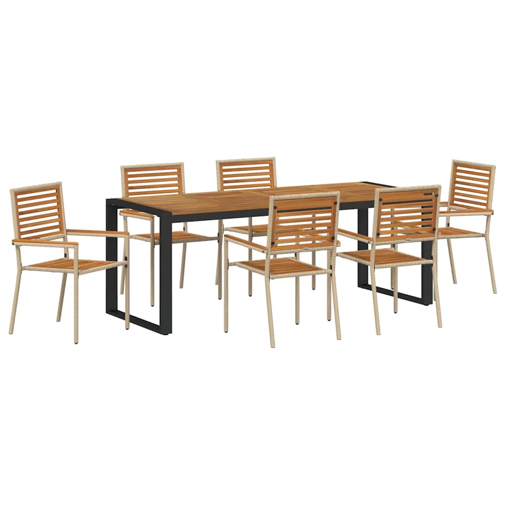Garten Essgruppe 7 pcs Beige und Braun 200 x 80 x 75 cm
